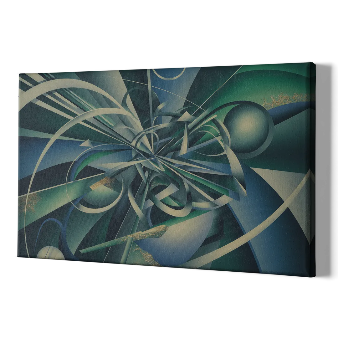 Vortex Elegance Blue and Green Abstract - Canvas Print Art Sides