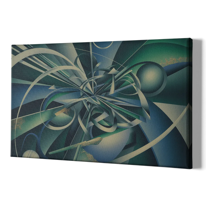 Vortex Elegance Blue and Green Abstract - Canvas Print Art Sides