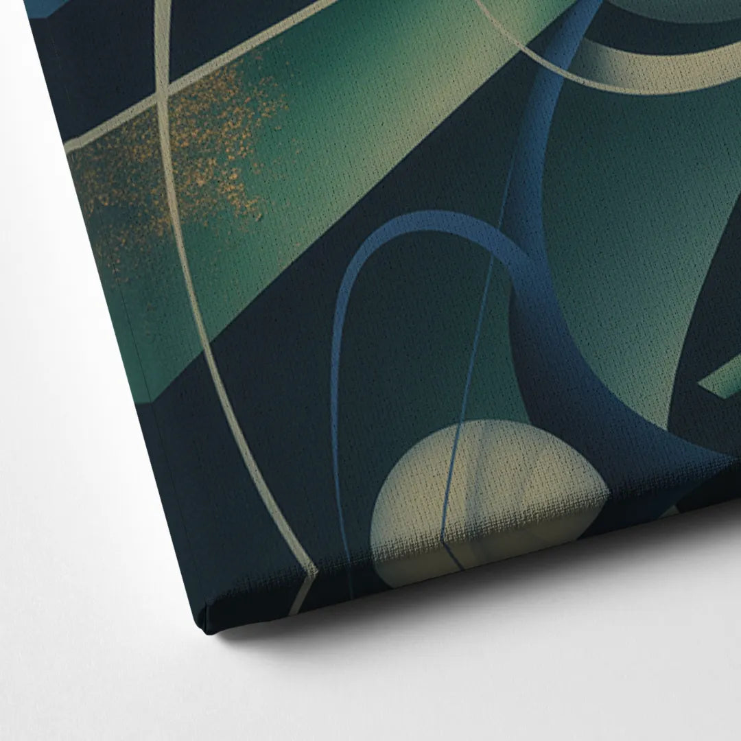 Vortex Elegance Blue and Green Abstract Canvas Close Up