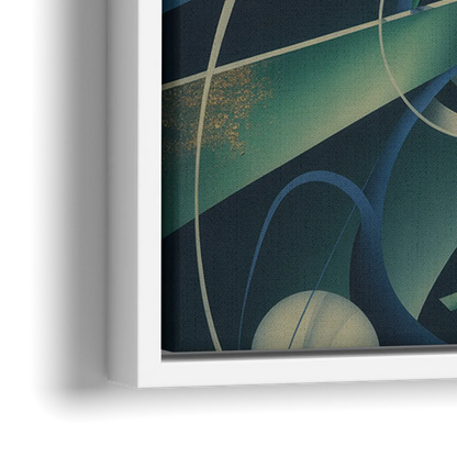 Vortex Elegance Blue and Green Abstract - Close-Up White Frame Canvas