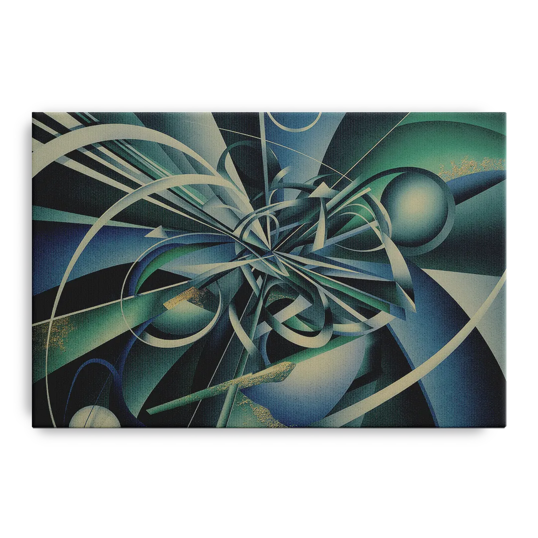 Vortex Elegance Blue and Green Abstract Front - Canvas Wall Art