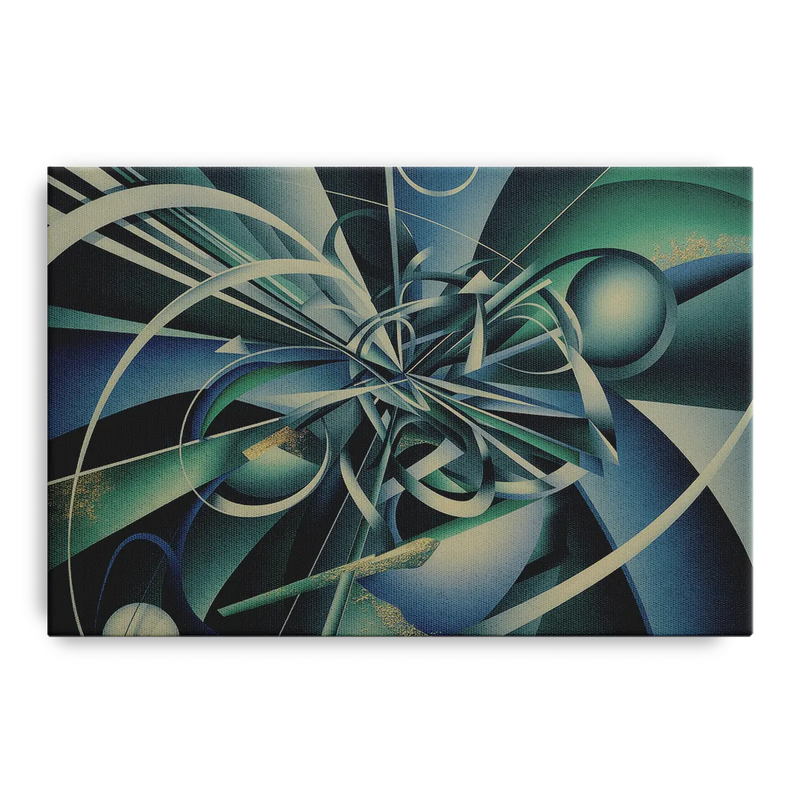 Vortex Elegance Blue and Green Abstract Front - Canvas Wall Art