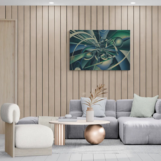 Vortex Elegance Blue and Green Abstract - Canvas Wall Art Living Room