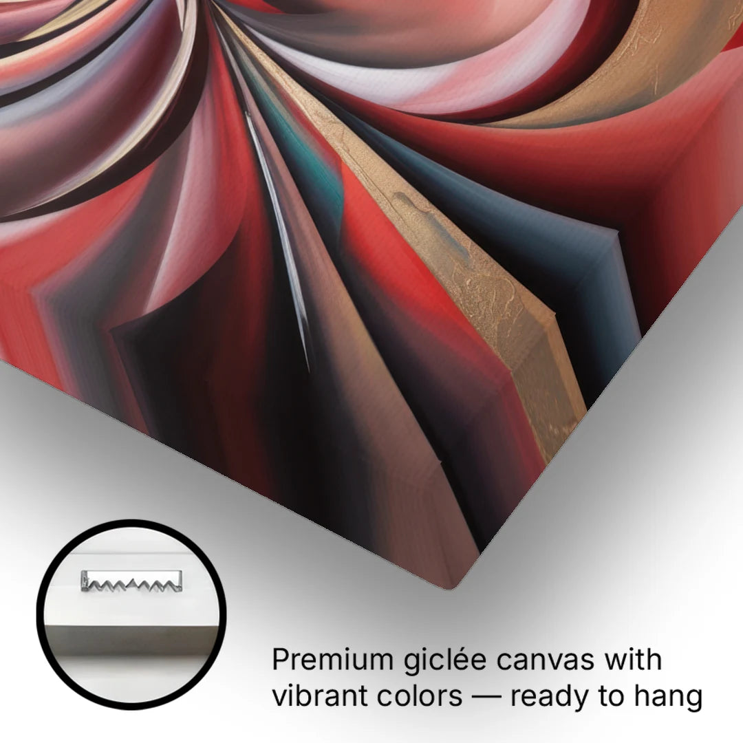 Vortex Symphony Red Abstract - Canvas Wall Art - Gallery Wrap Corner