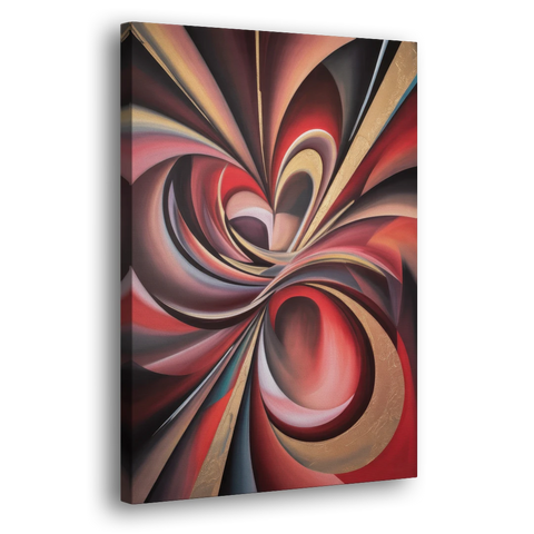 Vortex Symphony Red Abstract - Canvas Wall Art - Side