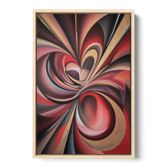 Vortex Symphony Red Abstract - Oak Framed Canvas Wall Art - Front