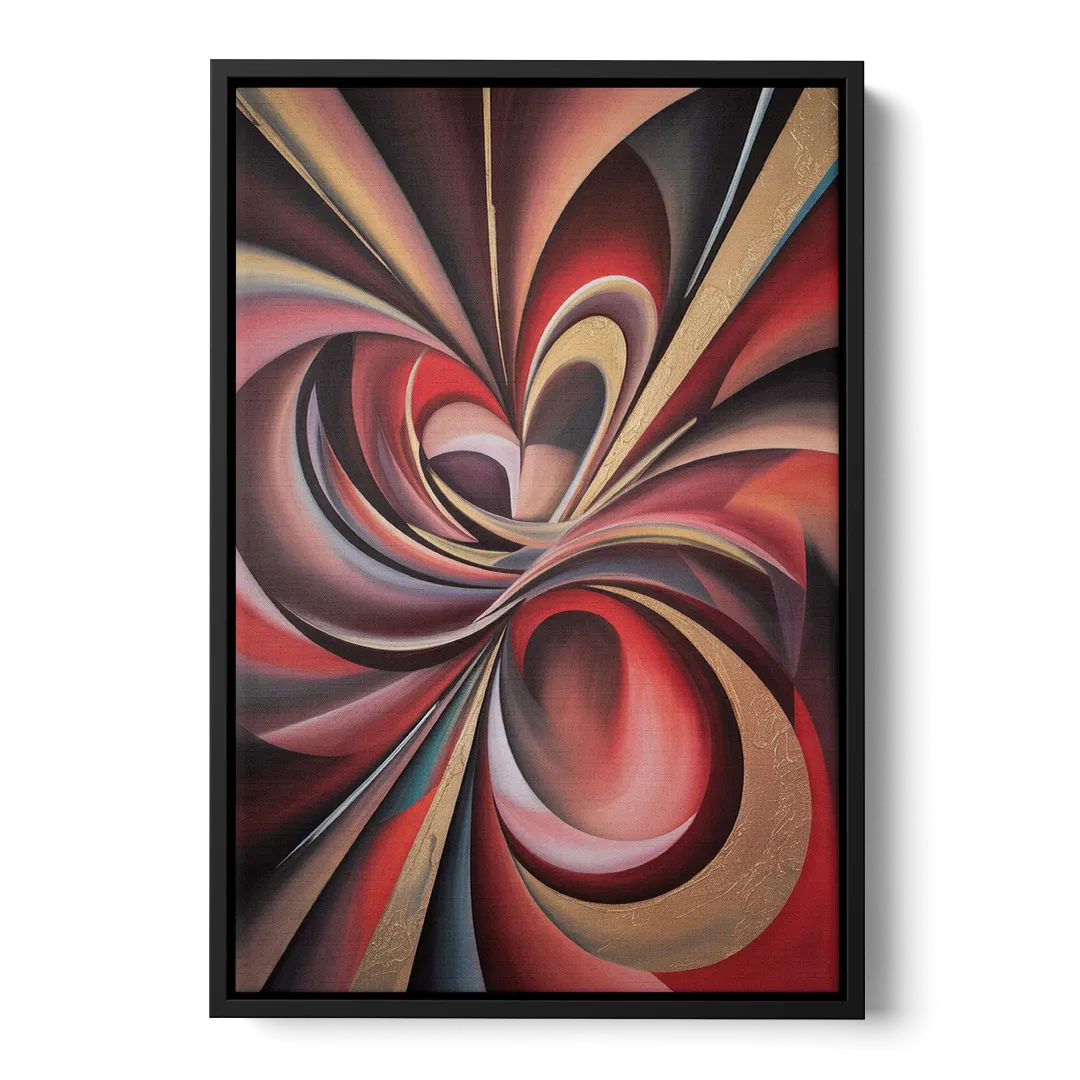 Vortex Symphony Red Abstract Front - Black Canvas Wall Art