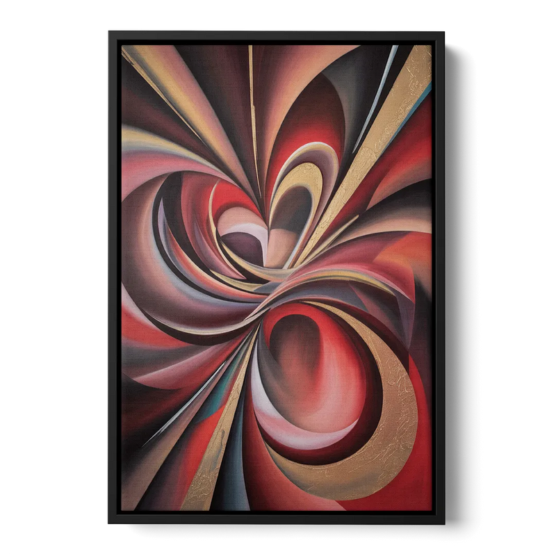 Vortex Symphony Red Abstract Front - Black Canvas Wall Art