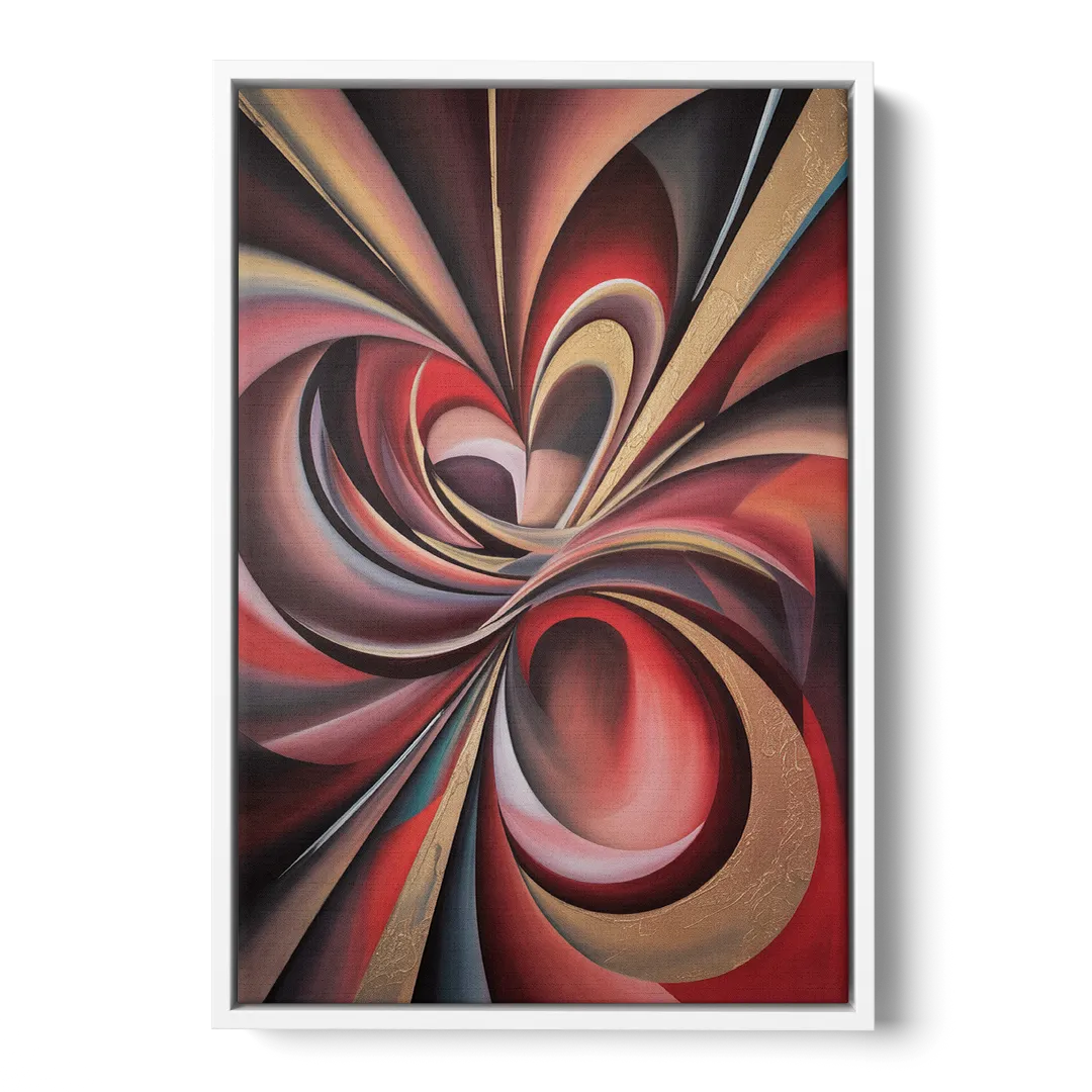 Vortex Symphony Red Abstract - White Frame Canvas