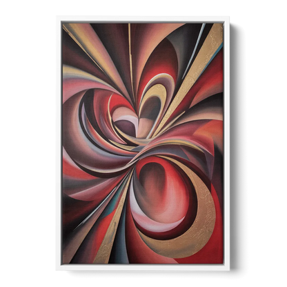 Vortex Symphony Red Abstract - White Frame Canvas