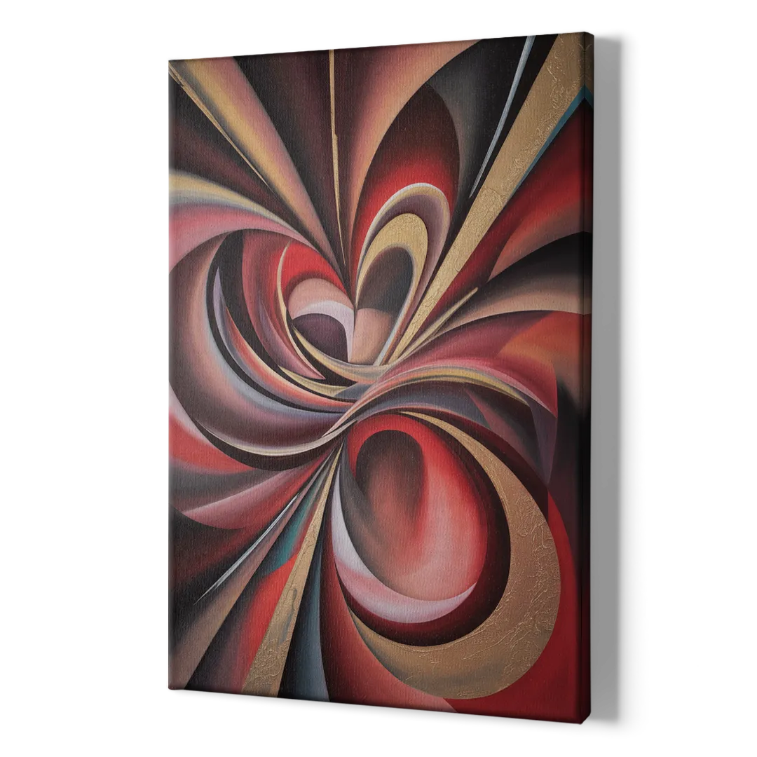 Vortex Symphony Red Abstract - Canvas Print Art Sides