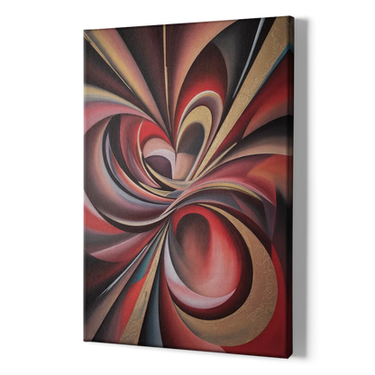 Vortex Symphony Red Abstract - Canvas Print Art Sides