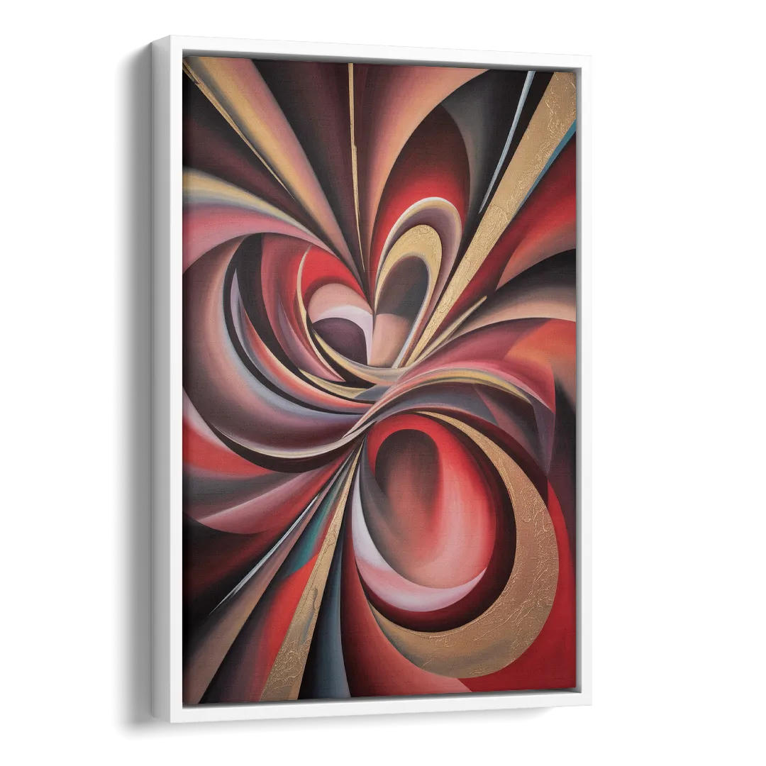 Vortex Symphony Red Abstract Side - White Canvas Wall Art