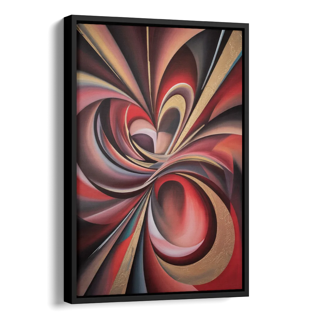 Vortex Symphony Red Abstract Side - Black Canvas Wall Art