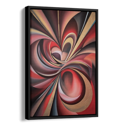 Vortex Symphony Red Abstract Side - Black Canvas Wall Art