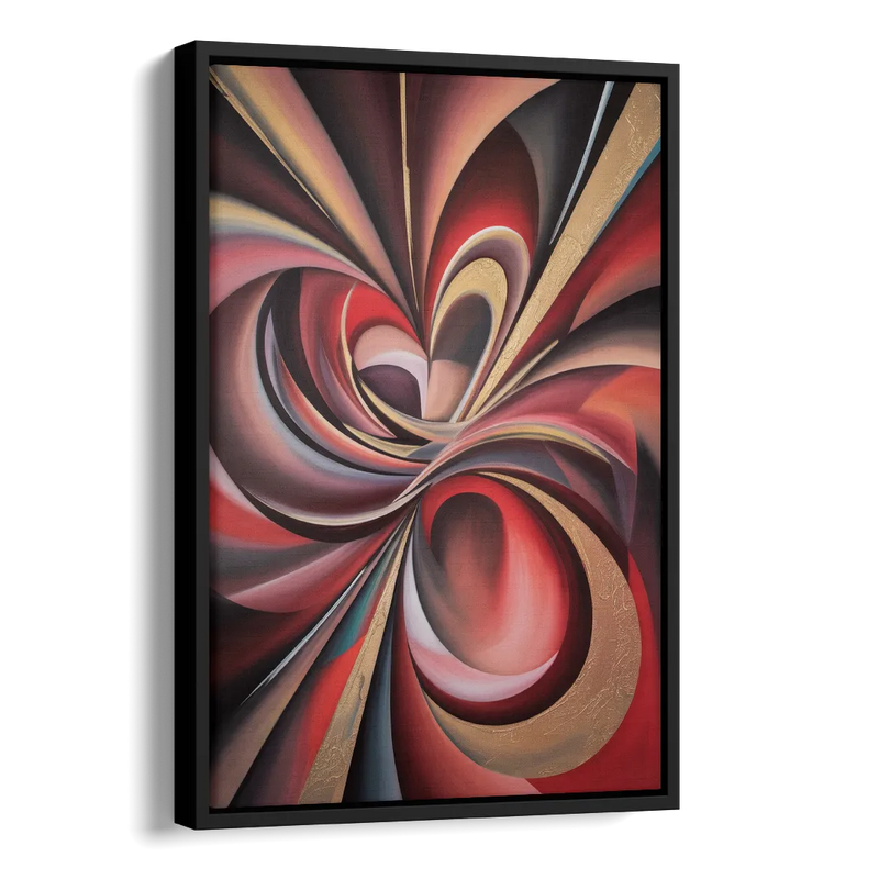 Vortex Symphony Red Abstract Side - Black Canvas Wall Art