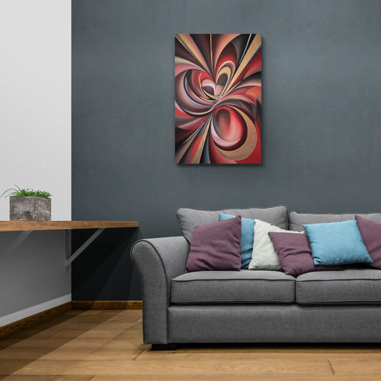 Vortex Symphony Red Abstract - Canvas Wall Art Living Room