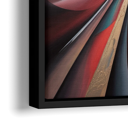 Vortex Symphony Red Abstract - Close-Up Black Frame Canvas