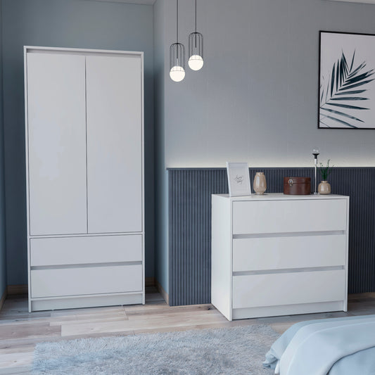 Lewes Modern 2-Piece Bedroom Set – Sleek White Finish