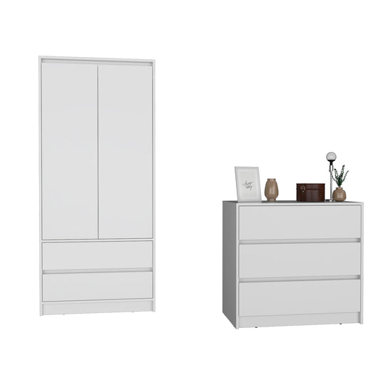 Lewes Modern 2-Piece Bedroom Set – Sleek White Finish