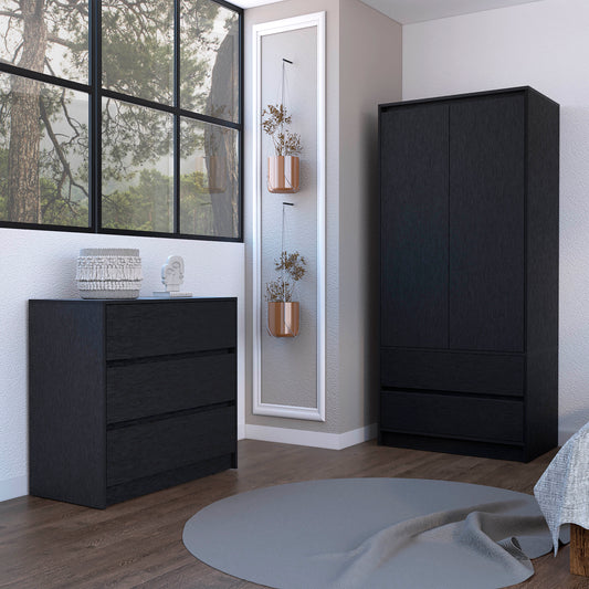 Lewes 2-Piece Modern Bedroom Set in Black with Elegant Design