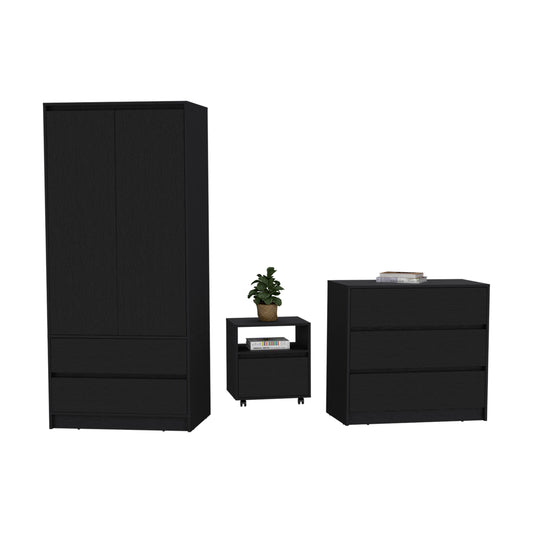 Beloit 3-Piece Modern Bedroom Set - Sleek Black Finish