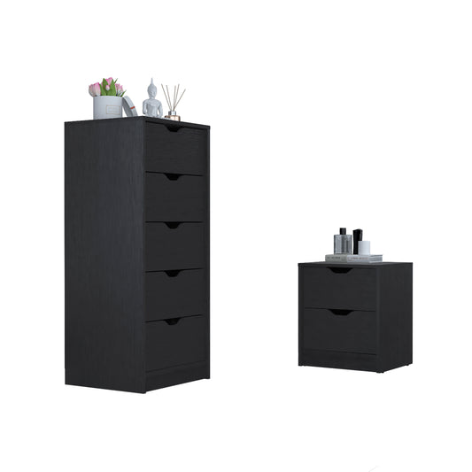 Bennett 2-Piece Modern Bedroom Set – Sleek Black Finish
