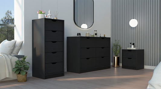 Stockley 3-Piece Modern Bedroom Set – Sleek Black Finish