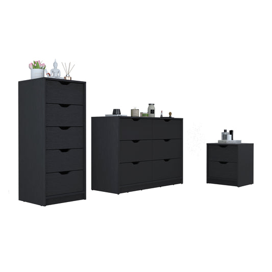 Stockley 3-Piece Modern Bedroom Set – Sleek Black Finish