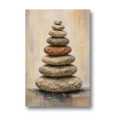 Wabi Sabi Gold-Seamed Stone Cairn - Canvas Wall Art - Front