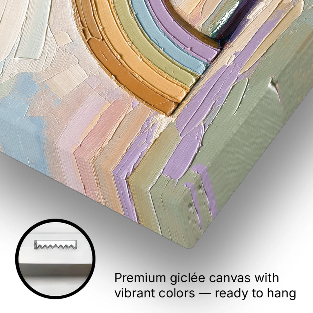 Wall Art Above Couch Ochre Rainbow Arch - Canvas Wall Art - Gallery Wrap Corner