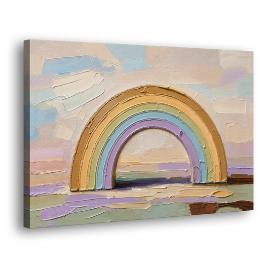 Wall Art Above Couch Ochre Rainbow Arch - Canvas Wall Art - Side