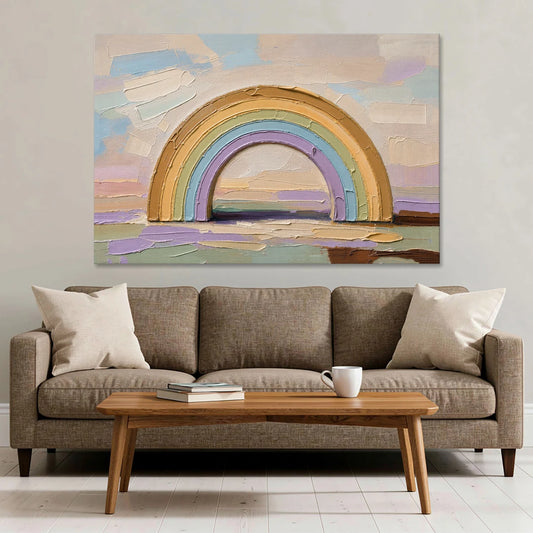 Wall Art Above Couch Ochre Rainbow Arch - Canvas Wall Art - Sofa - 60x40