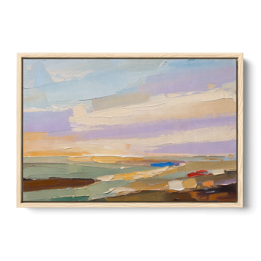 Wall Art Above Sofa Lilac Haze Meadow - Oak Framed Canvas Wall Art - Front