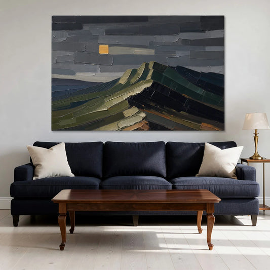 Wall Art for Man Cave Ochre Moon Ridge - Canvas Wall Art - Sofa - 60x40