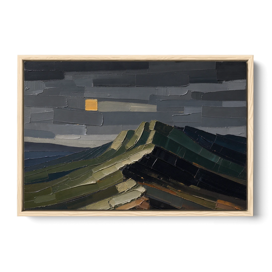 Wall Art for Man Cave Ochre Moon Ridge - Oak Framed Canvas Wall Art - Front