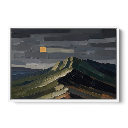 Wall Art for Man Cave Ochre Moon Ridge - White Framed Canvas Wall Art - Front