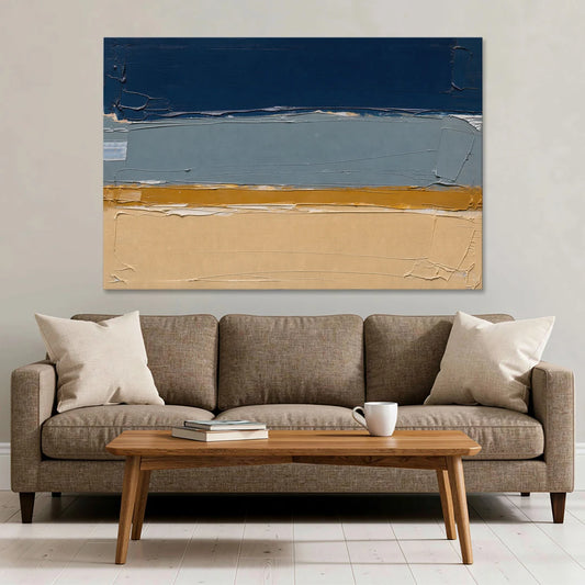 Wall Art for Office in Navy Slate and Sand - Canvas Wall Art - Sofa - 60x40