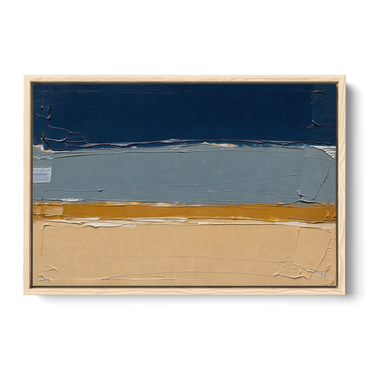 Wall Art for Office in Navy Slate and Sand - Oak Framed Canvas Wall Art - Front