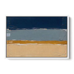 Wall Art for Office in Navy Slate and Sand - White Framed Canvas Wall Art - Front