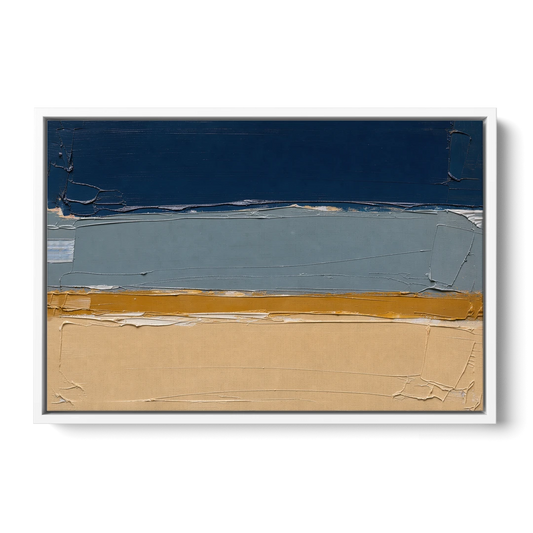 Wall Art for Office in Navy Slate and Sand - White Framed Canvas Wall Art - Front