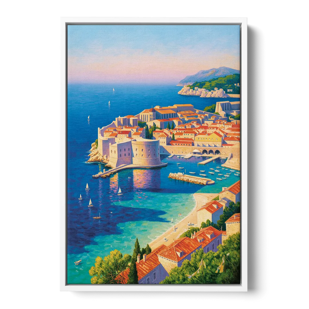 Walls of Dubrovnik Front - White Canvas Wall Art