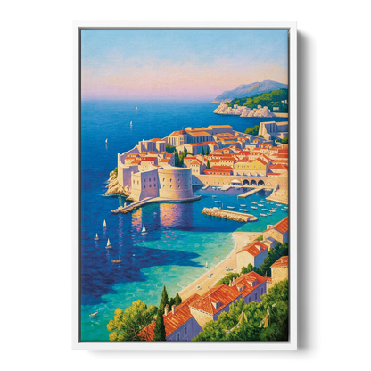Walls of Dubrovnik Front - White Canvas Wall Art
