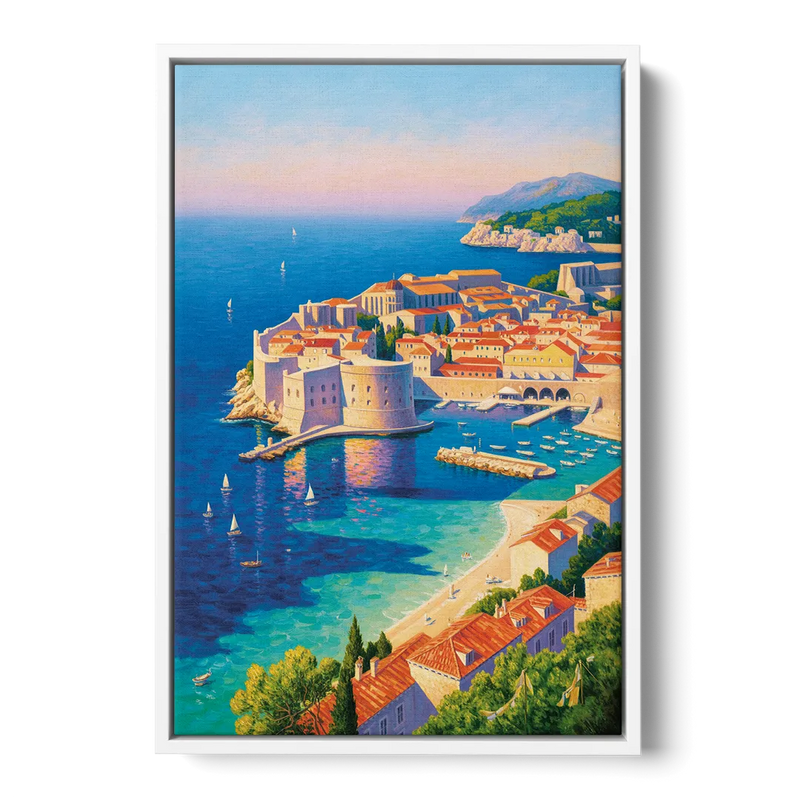 Walls of Dubrovnik Front - White Canvas Wall Art