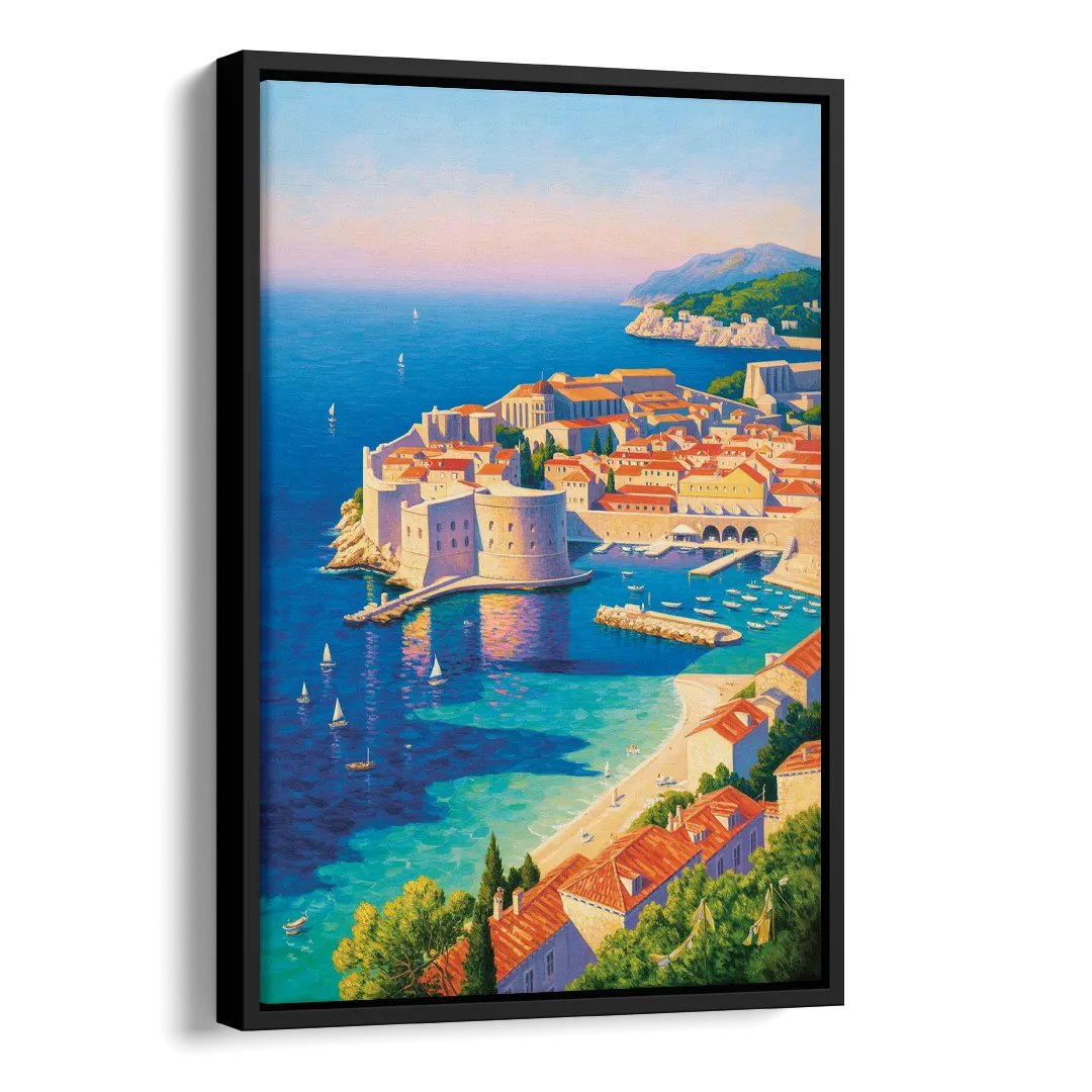 Walls of Dubrovnik Side - Black Canvas Wall Art