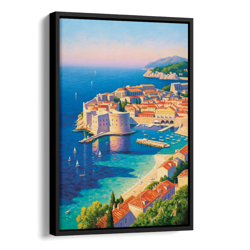 Walls of Dubrovnik Side - Black Canvas Wall Art