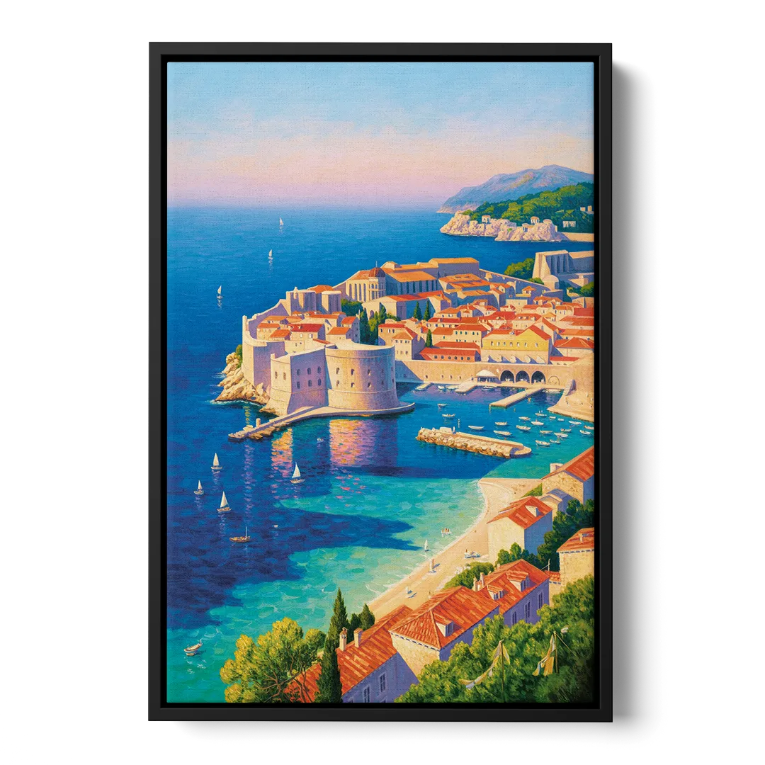 Walls of Dubrovnik Front - Black Canvas Wall Art