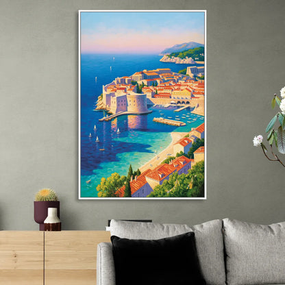 Walls of Dubrovnik Sitting Room - White Canvas Wall Art