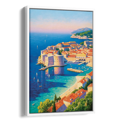 Walls of Dubrovnik Side - White Canvas Wall Art