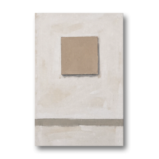 Warm Neutral Wall Art with a Floating Clay Square - Canvas Wall Art - Front